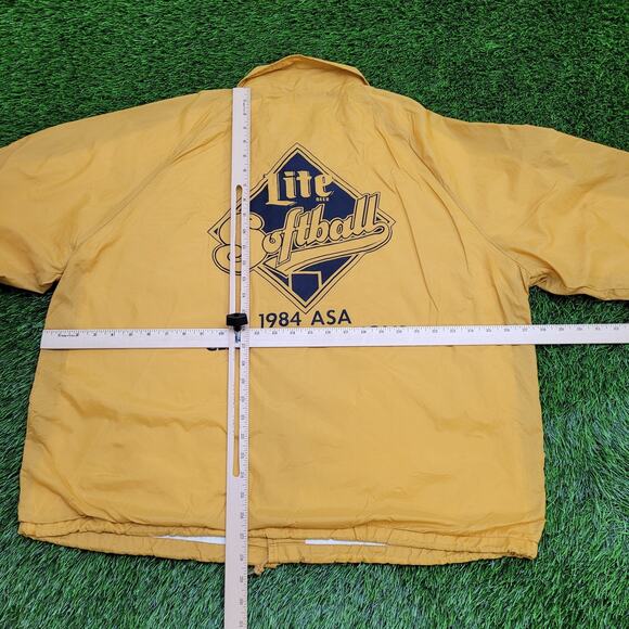 Vintage 1984 Champion Lite Softball Coach Jacket 2XL 28x28 Yellow - Picture 4 of 13
